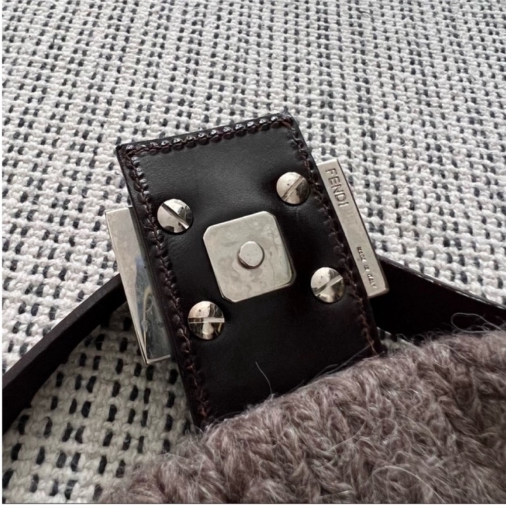 VINTAGE Fendi Baguette Knit Floral Crochet Brown Orange Green - Picture 12 of 13